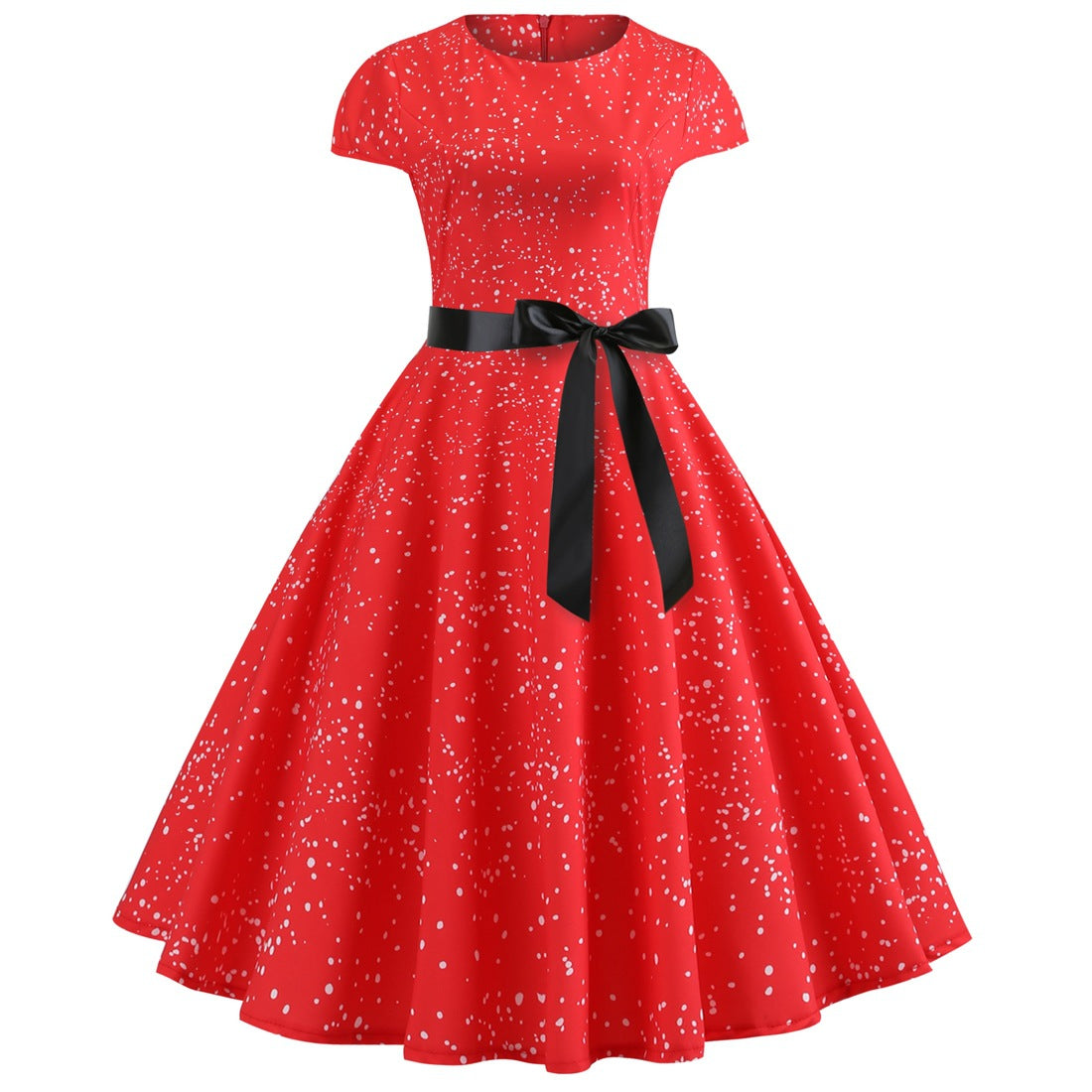 Printed Crew Neck Swing Dress / 5194 / XXL