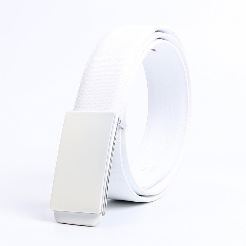 Casual Smooth Buckle Leather Belt / Golden Edge / 110cm