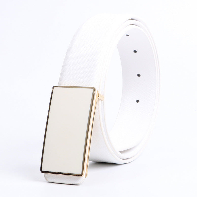 Casual Smooth Buckle Leather Belt / Golden Edge / 115cm