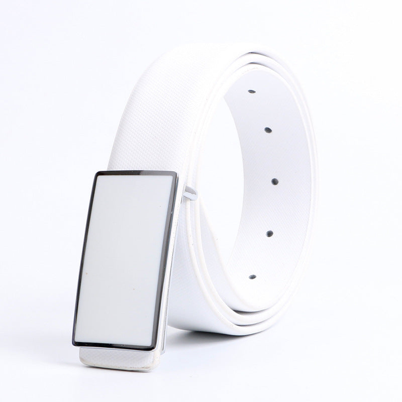 Casual Smooth Buckle Leather Belt / Golden Edge / 120cm