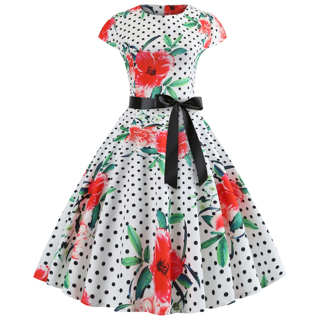 Printed Crew Neck Swing Dress / 5193 / M