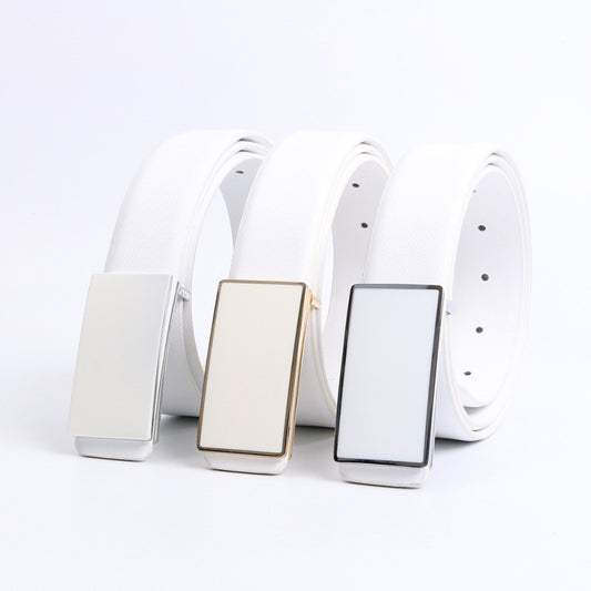 Casual Smooth Buckle Leather Belt / Golden Edge / 105cm