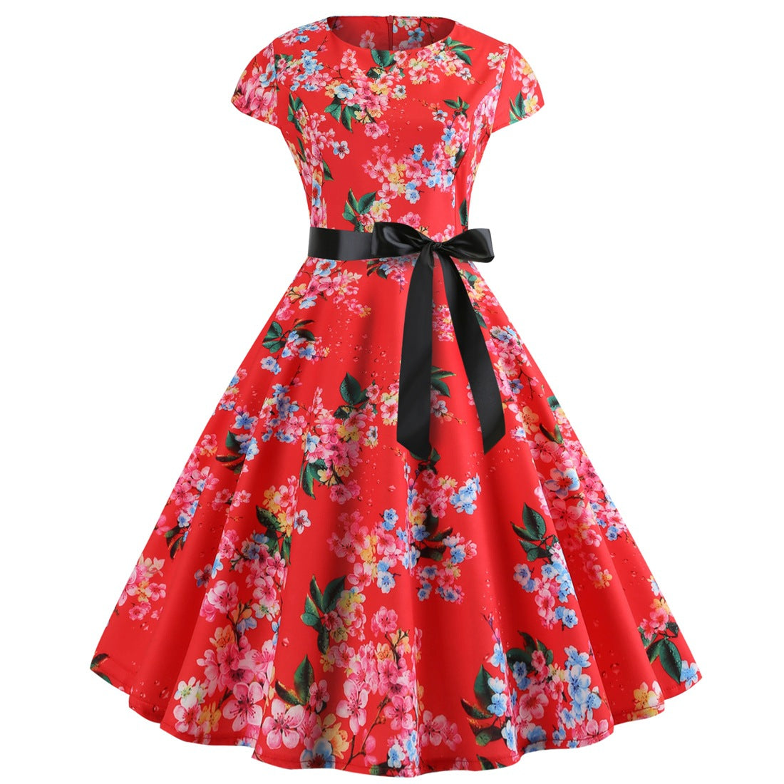 Printed Crew Neck Swing Dress / 5194 / XL