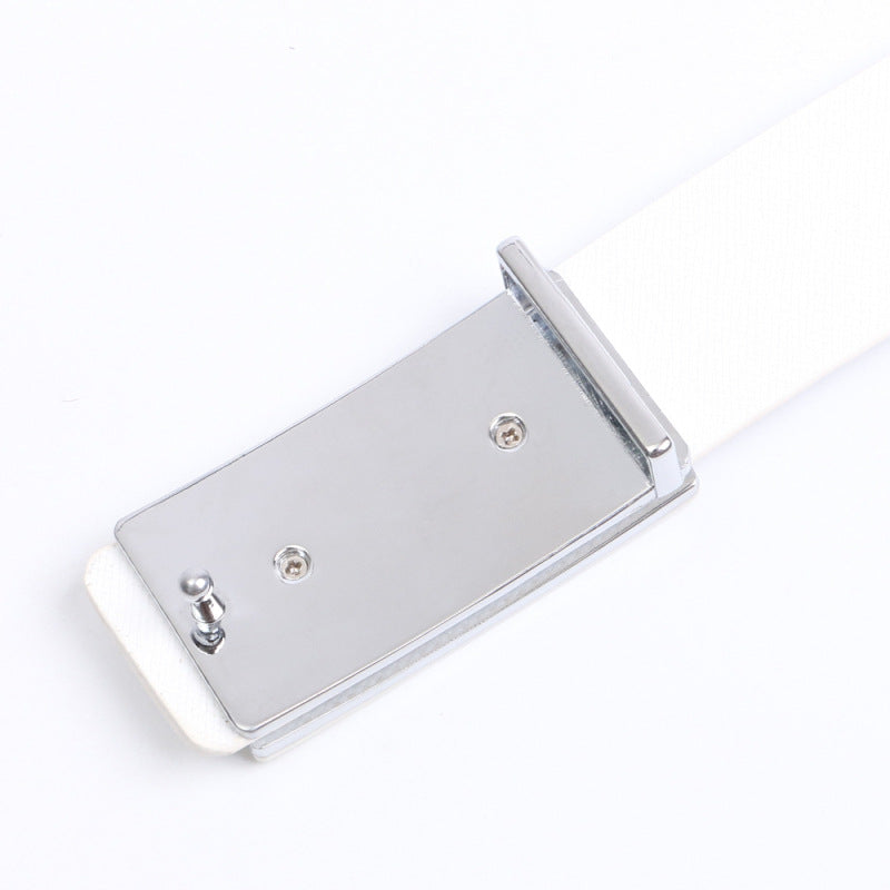 Casual Smooth Buckle Leather Belt / Golden Edge / 125cm