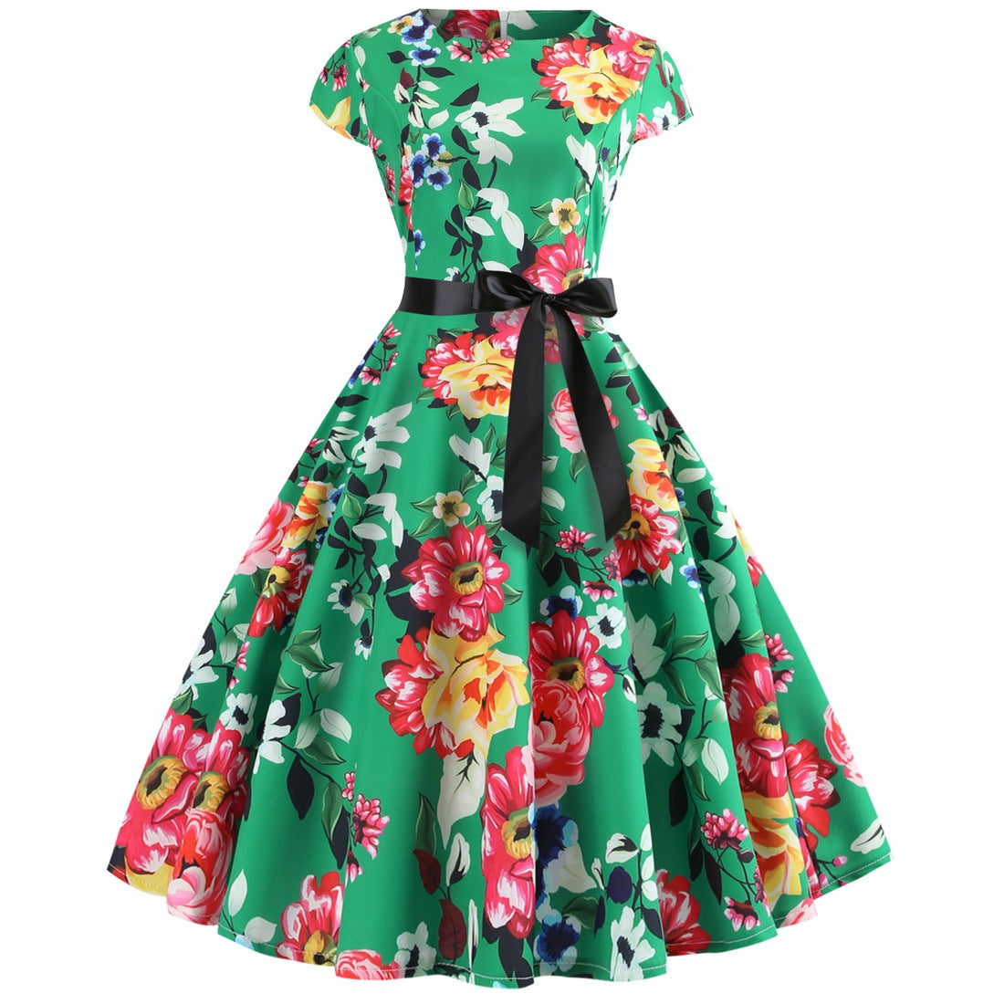 Printed Crew Neck Swing Dress / 5193 / XXL