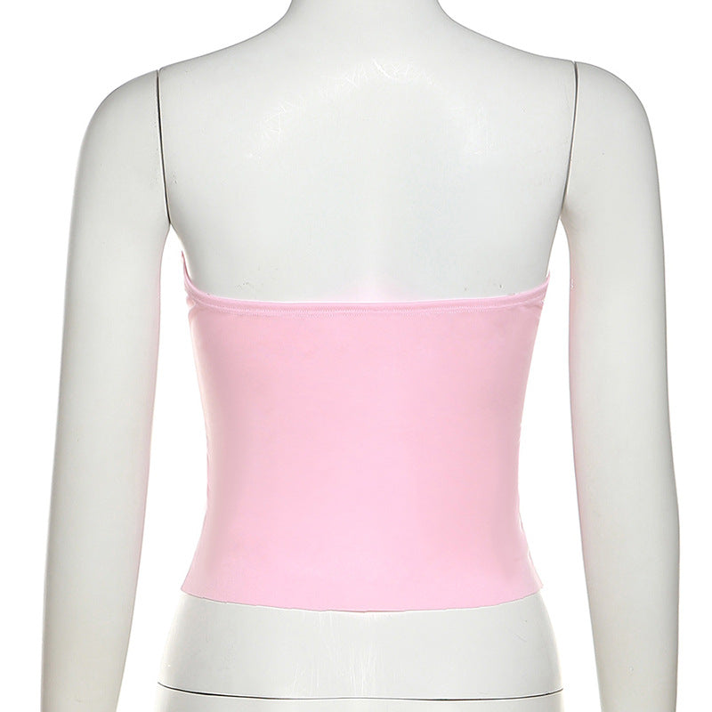 Pink Off-Shoulder Strappy Crop Top