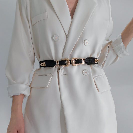 Retro Hollow-Out Elastic Belt / WHITE