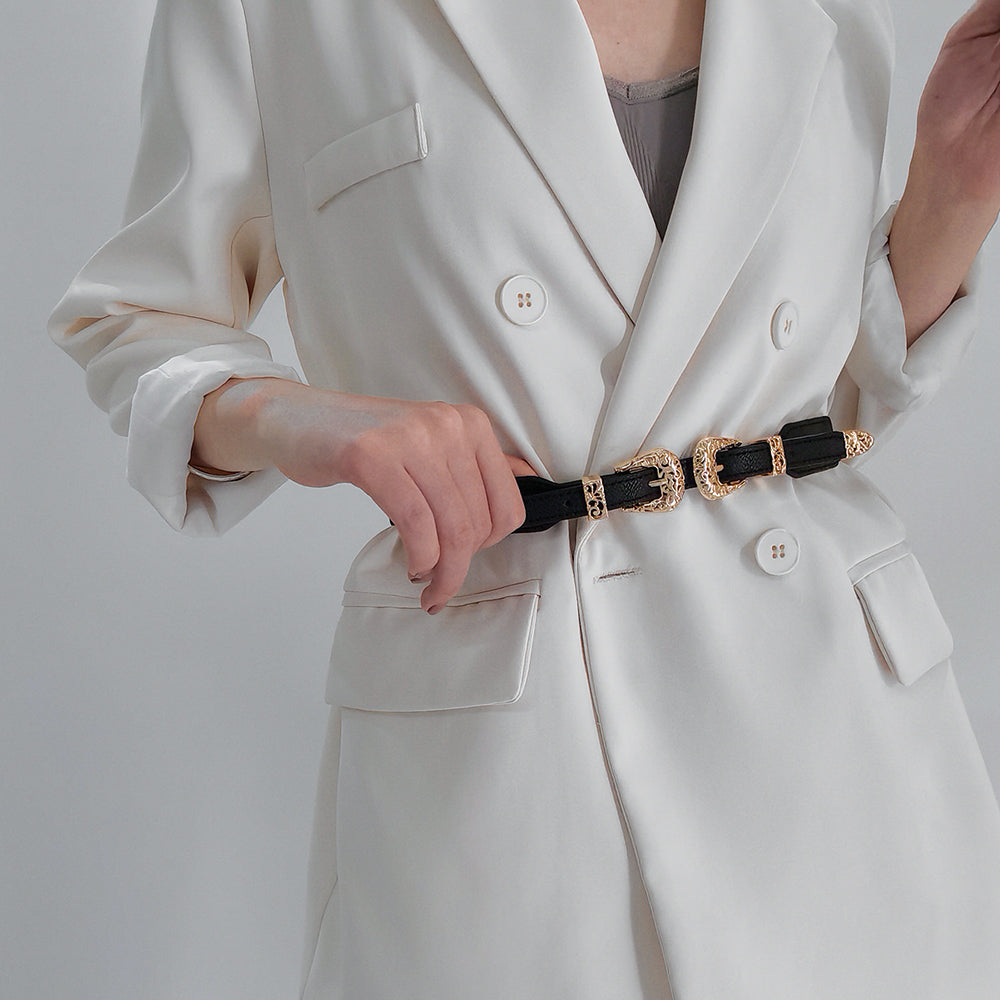 Retro Hollow-Out Elastic Belt / BLACK