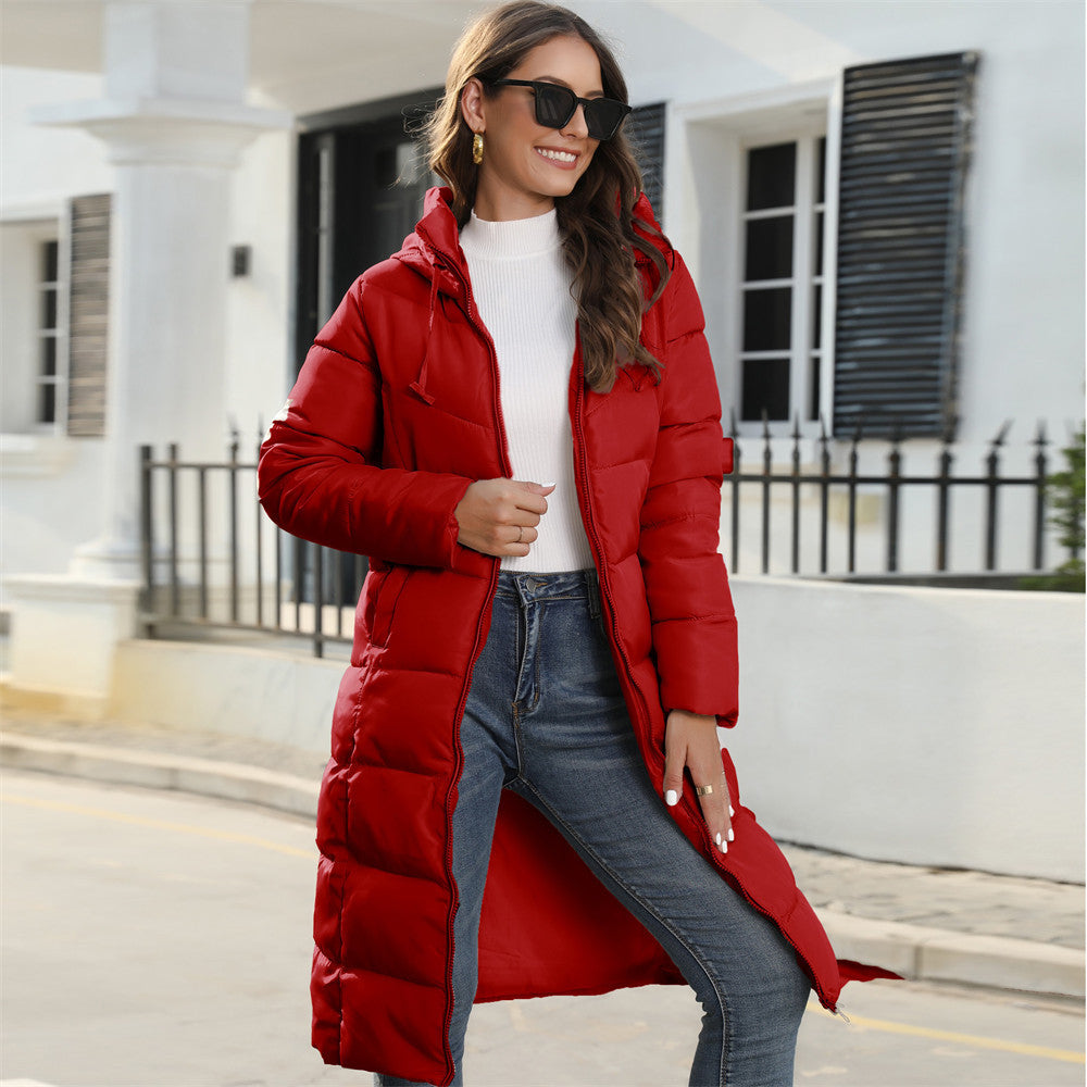 Hooded Mid-Length Slim-Fit Padded Jacket / Black / S