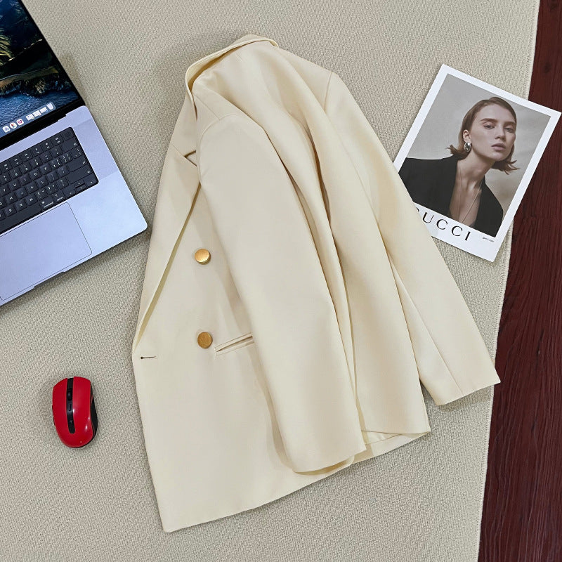 Slim-Fit Long Sleeve Blazer / Beige / L