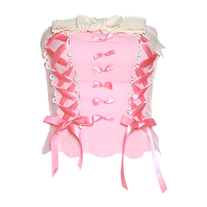 Pink Off-Shoulder Strappy Crop Top / Pink / M