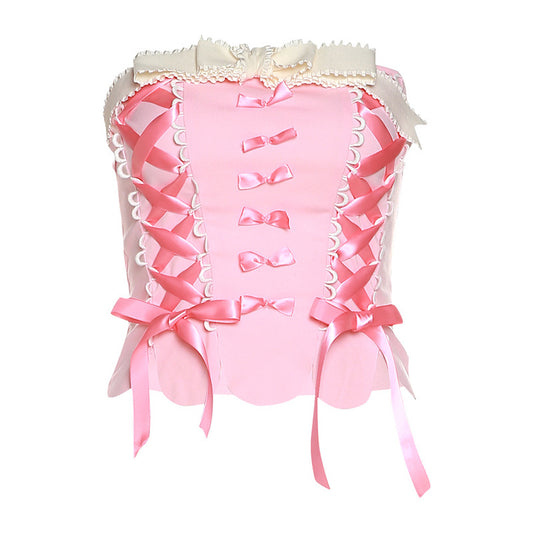 Pink Off-Shoulder Strappy Crop Top / Pink / M