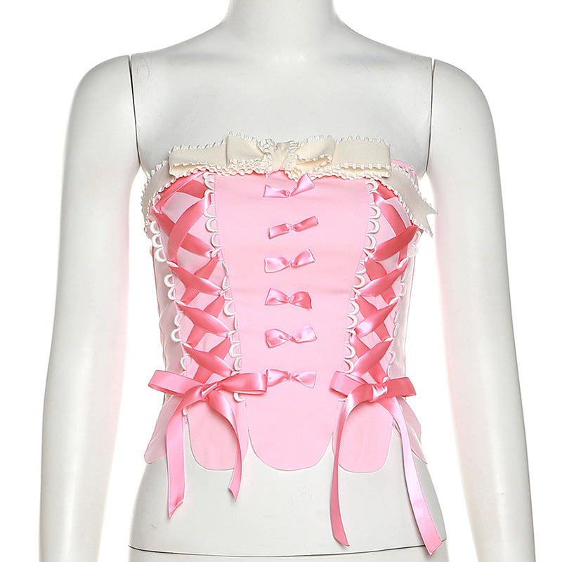 Pink Off-Shoulder Strappy Crop Top