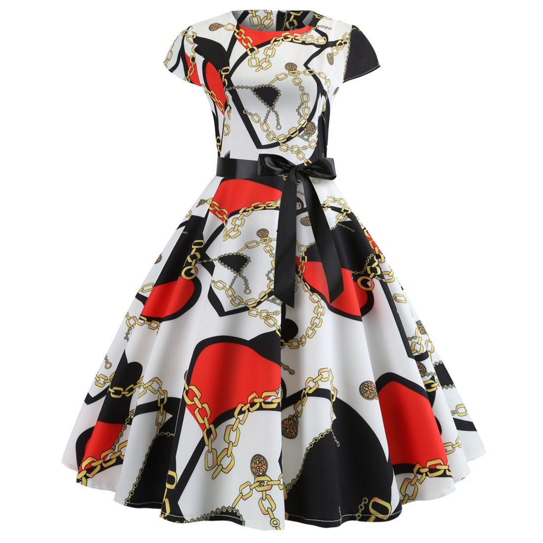 Printed Crew Neck Swing Dress / 5193 / XL